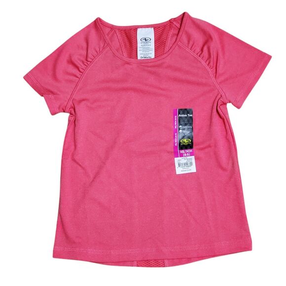 NWT Athletic Works Girls Sz XS (4-5) Active T Shirt Mesh Back Coral Punch - Picture 1 of 3